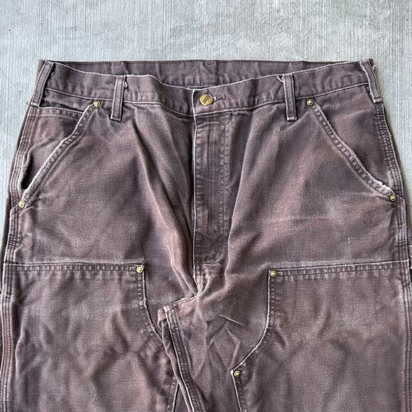 Vintage Y2K dark brown Carhartt double knee work wear carpenter pants - Picture 2 of 7